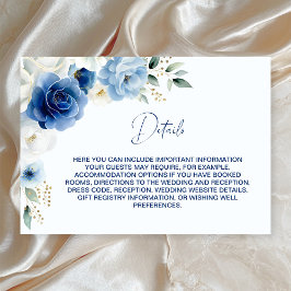 Carte D'accompagnement Elégant bleu Floral Détails du Mariage