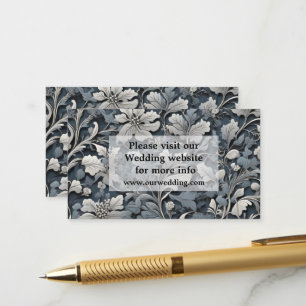 Carte D'accompagnement Elégant bleu poussiéreux argent blanc gris gris fl