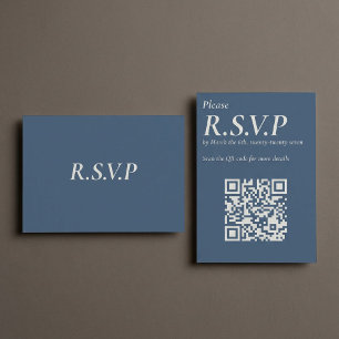 Carte D'accompagnement Elégant bleu Serif grand code QR RSVP