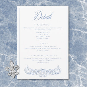 Carte D'accompagnement Elégant Blue Chinoiserie Bird Crest Mariage Détail