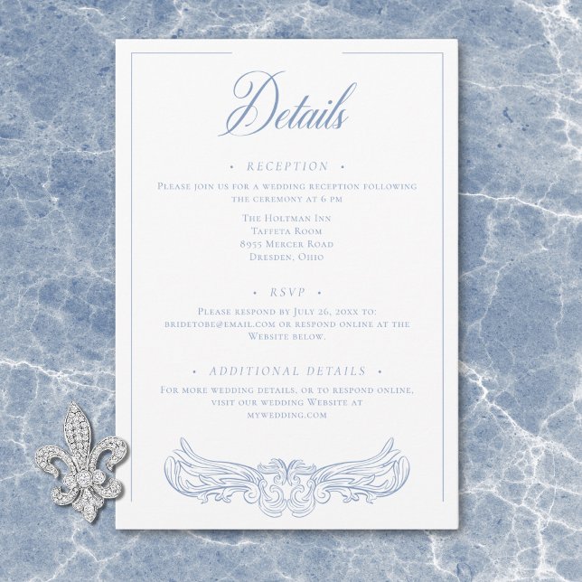 Carte D'accompagnement Elégant Blue Chinoiserie Bird Crest Mariage Détail (Elegant Blue Chinoiserie Bird Crest Wedding Detail Enclosure Card)