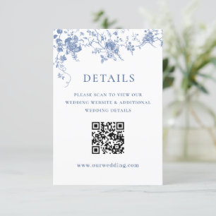 Carte D'accompagnement Elégant Blue French Garden Floral Détails Mariage