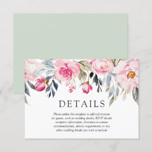 Carte D'accompagnement Elégant Blush & Greenery Floral Watercolor Mariage