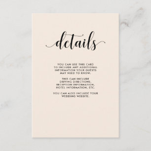Carte D'accompagnement Elegant Blush Mariage Détails de l'invité