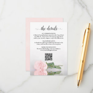 Carte D'accompagnement Elegant Blush Rose Détails du Mariage QR Code