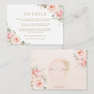 Carte D'accompagnement Elégant Blush Rose Floral Gold Détails du Mariage