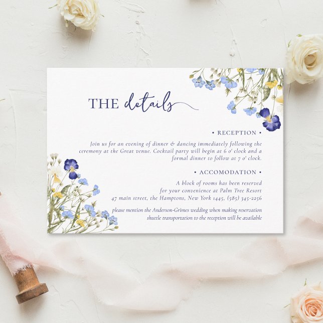 Carte D'accompagnement Elégant boho chic fleur sauvage Mariage hébergemen (Créateur téléchargé)