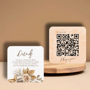 Carte D'accompagnement Elegant Boho Floral Accent QR Code Détails du Mari