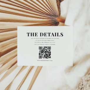 Carte D'accompagnement Élégant Bold Moderne QR Code Détails Mariage