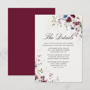 Carte D'accompagnement Elégant Burgundy Aquarelle Floral Détails du Maria