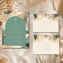 Élégant Carton de Réception de Mariage aux Feuille