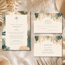 Élégant Carton de Réception de Mariage aux Feuille