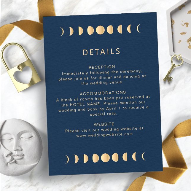 Carte D'accompagnement Élégant céleste (Elegant Navy and Gold Celestial Wedding Enclosure Card
)