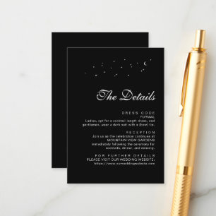 Carte D'accompagnement Elégant céleste minimal noir Détails du Mariage