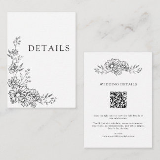 Carte D'accompagnement Élégant Chic Botanique Code QR Détails de Mariage 