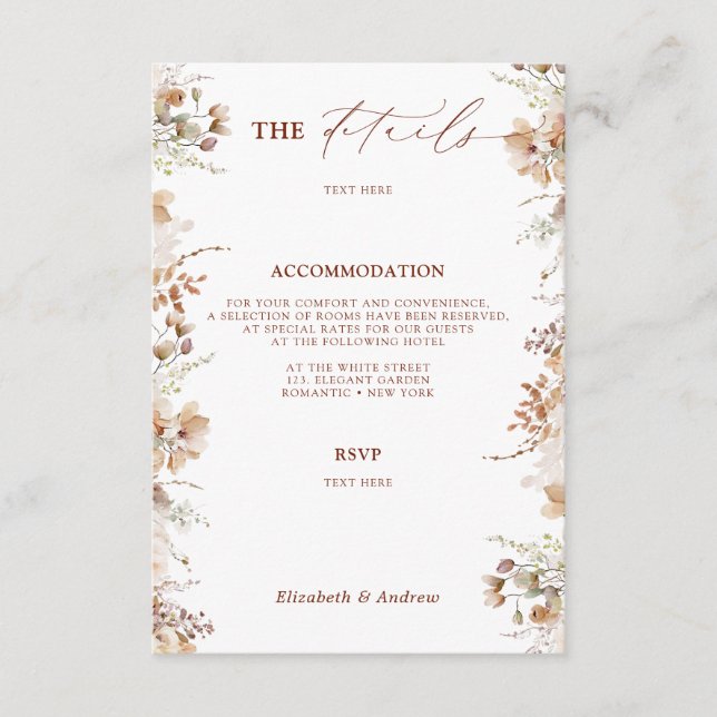 Carte D'accompagnement Elegant Chic Floral Détails Mariage QR Code (Devant)