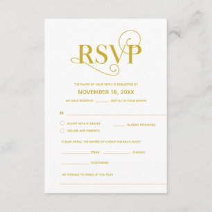 Carte D'accompagnement Élégant Classe, RSVP,  Police Dorée, Répondre