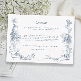 Carte D'accompagnement Élégant classique Dusty Bleu Français Floral