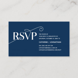 Carte D'accompagnement Élégant classique, scénario bleu marine, réponse d