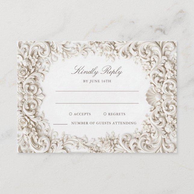 Carte D'accompagnement Elegant Classy Baroque Frame RSVP (Devant)