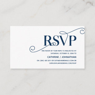 Carte D'accompagnement Elegant Classy, Navy Blue Script, réponse RSVP