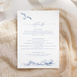 Carte D'accompagnement Elegant Coastal Chic Blue Wedding Details