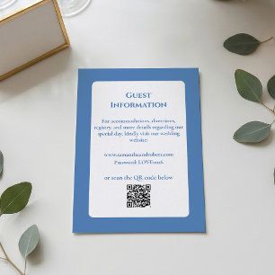 Carte D'accompagnement Élégant Code QR Art Linéaire Floral Bleu Poussiére