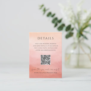 Carte D'accompagnement Élégant Code QR de Mariage Moderne Corail Côté Chi