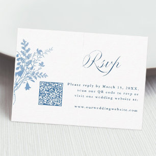 Carte D'accompagnement Élégant Code QR de Réponse pour Mariage Botanique
