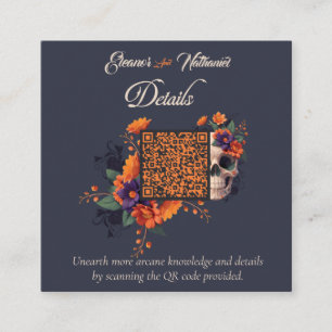 Carte D'accompagnement Élégant Code QR Floral Minimaliste Gothique Détail