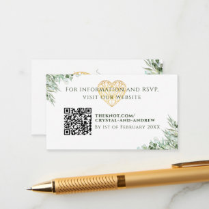Carte D'accompagnement Elégant Coeur Eucalyptus Foliage Site Mariage