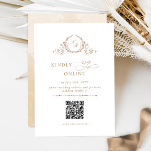 Carte D'accompagnement Elégant crème beige Monogramme RSVP en ligne QR Co