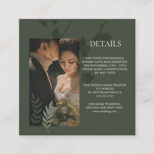 Carte D'accompagnement Elegant customizable olive green wedding  (Devant)