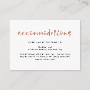 Carte D'accompagnement Élégant de base Faux Rose Gold Hébergements