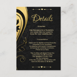 Carte D'accompagnement Elégant Design Gold Black Deco Détails Mariage