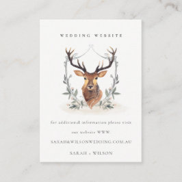 Carte D'accompagnement Elégant Dusky Deer Floral Crest Mariage Website