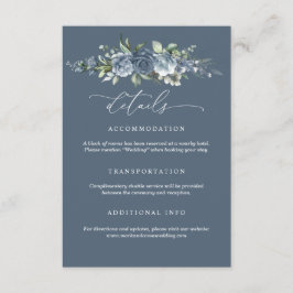 Carte D'accompagnement Elegant Dusty Blue Floral Wedding Enclosure Card