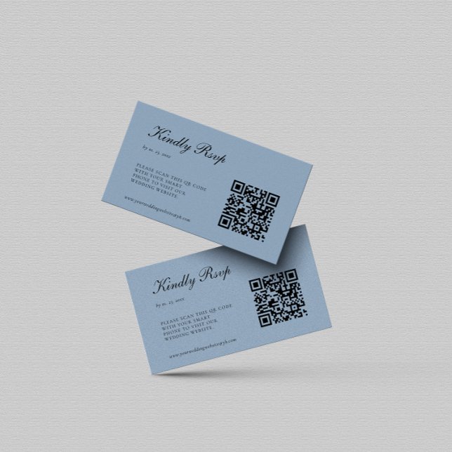 Carte D'accompagnement Elégant Dusty Blue RSVP QR Code Mariage (Créateur téléchargé)
