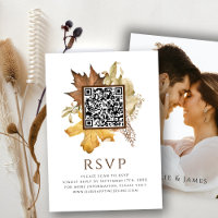Elegant Dusty Brown Mariage de automne QR Code RSV