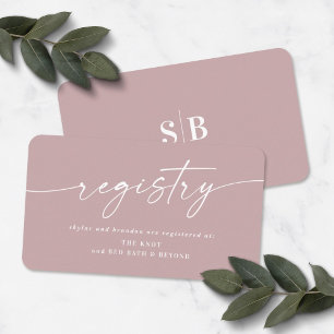 Carte D'accompagnement Elegant Dusty Mauve Wedding shower Cadeau Registre