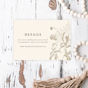 Carte D'accompagnement Elegant Earthy Floral Cream Détails du Mariage