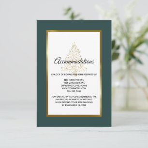 Carte D'accompagnement Élégant Emerald Gold Hiver Mariages Hébergements