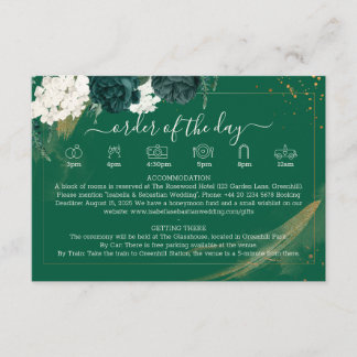 Carte D'accompagnement Elegant Emerald Watercolor Script Rose Wedding 