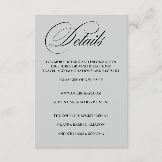 Carte D'accompagnement Elegant Enclosure Card Details (Devant)