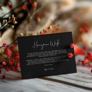 Carte D'accompagnement Elégant et moderne Black Honeymoon souhait