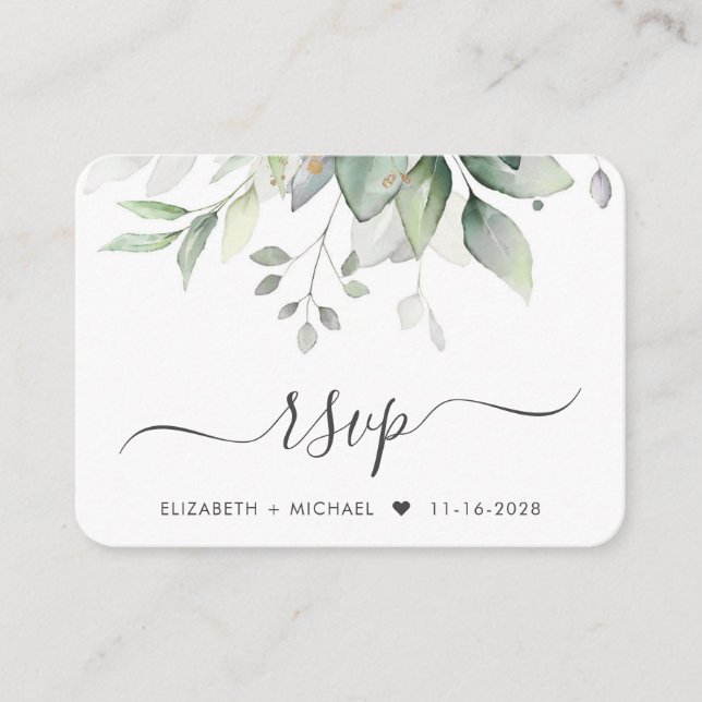 Carte D'accompagnement Elégant Eucalyptus Aquarelle QR Code Mariage RSVP (Devant)