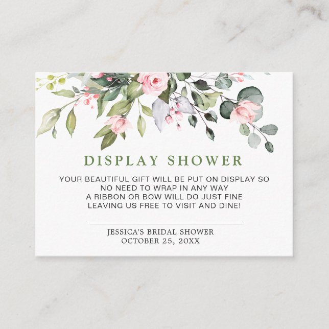 Carte D'accompagnement Elégant Eucalyptus Cadeau nuptiale AFFICHER DOUCHE (Devant)
