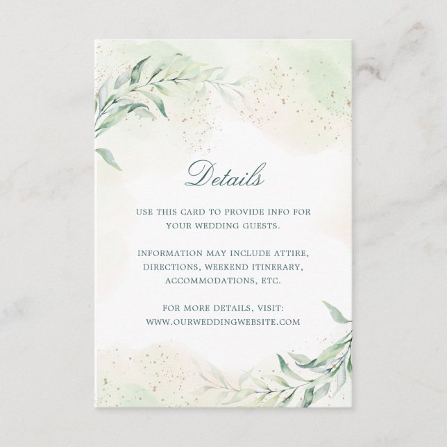 Carte D'accompagnement Elégant Eucalyptus Greenery Détails du Mariage (Devant)
