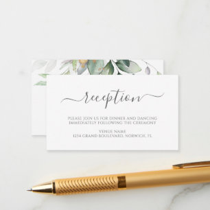 Carte D'accompagnement Elégant Eucalyptus Greenery Gold Mariage Réception