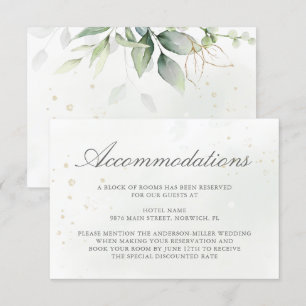 Carte D'accompagnement Elégant Eucalyptus Verdure Or Hébergements